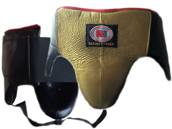Main Event Pro Gel Groin Guard Kidney Protector Gold Black